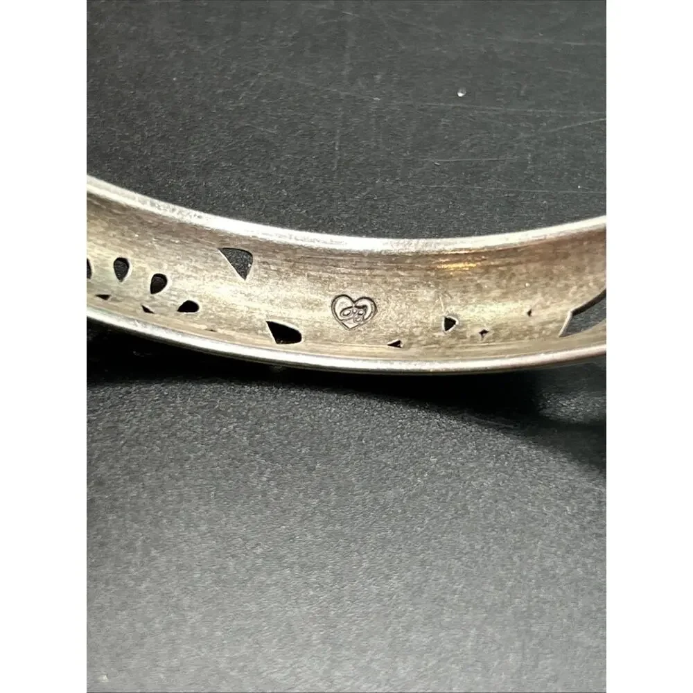Brighton Silver Plate Scrolled Bangle Bracelet Size 7.5 Reticulated